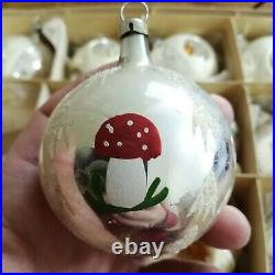 Lot (12) vintage mercury glass Christmas ornaments indent reflector mushroom