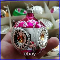 Lot (12) vintage mercury glass reflector indent Christmas ornaments balls