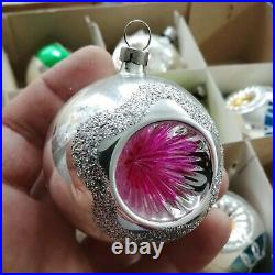 Lot (12) vintage mercury glass reflector indent Christmas ornaments balls