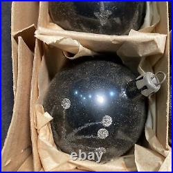 Lot 19 Extremely Rare Vintage Black Glass Christmas Ornaments 1950's Box
