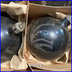 Lot 19 Extremely Rare Vintage Black Glass Christmas Ornaments 1950's Box