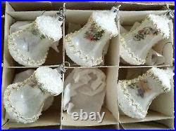 Lot (5) vintage blown crystal clear glass bell Christmas ornaments