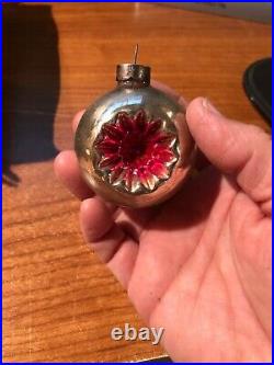 Lot 50 Vintage Shiny Brite Glass Ornaments Stencils Indent Flocked Mica Bells