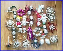 Lot (52) Czech retro vintage blown mercury glass bead foil christmas ornaments