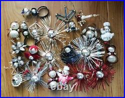 Lot (52) Czech retro vintage blown mercury glass bead foil christmas ornaments