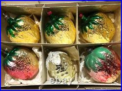 Lot (6) large vintage mercury glass fruit Christmas ornaments