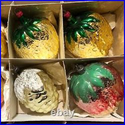 Lot (6) large vintage mercury glass fruit Christmas ornaments