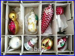 Lot (8) vintage Czech collectors glass tree Christmas ornaments