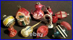 Lot Antique Vintage German Victorian Mercury Glass Christmas Ornaments XMAS