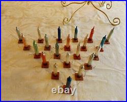Lot Of 21 Vintage Blown Mer Glass Kentlee Candle Light Christmas Ornaments Japan