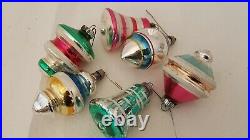Lot Of 6 Vintage Glass Christmas Ornaments Colorful Bells Etc