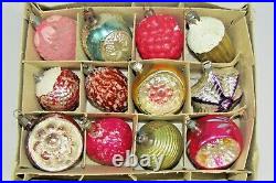 Lot VTG Blown Glass Embossed Indent Berry STAR Acorn Christmas Ornaments Germany