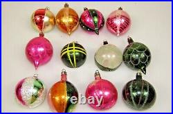 Lot VTG Blown Glass Indent BALLS TEARDROPS Christmas Ornaments Germany Poland