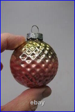 Lot VTG Glass Assorted LANTERN GOLF BALL Indent Christmas Ornament Shiny Brite