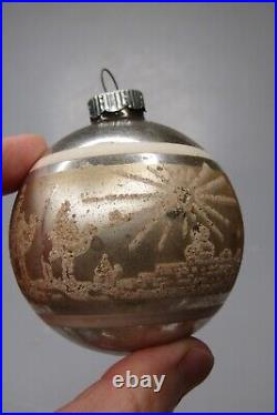 Lot VTG Glass Scene Silent Night Bethlehem Star Christmas Ornaments Shiny Brite