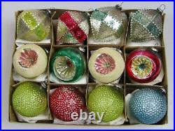 Lot VTG Mercury Glass Bumpy Diamond Indent Balls Mini Christmas Ornaments Japan