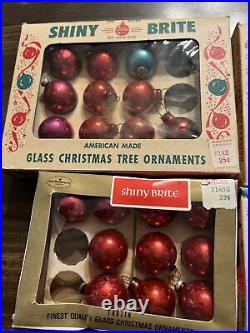 Lot VTG Mercury Glass Feather Tree BALLS Mini Christmas Ornaments Shiny Brite