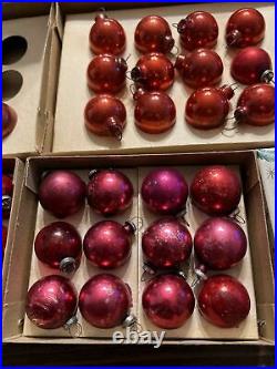 Lot VTG Mercury Glass Feather Tree BALLS Mini Christmas Ornaments Shiny Brite