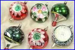 Lot VTG Mercury Glass Indent Teardrop Daisies Ball Christmas Ornaments Poland