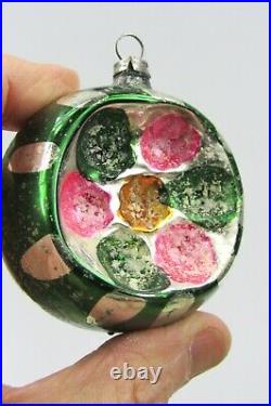 Lot VTG Mercury Glass Indent Teardrop Daisies Ball Christmas Ornaments Poland