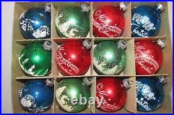 Lot VTG Mercury Glass PICTURED Stencil BALLS Christmas Ornaments Shiny Brite
