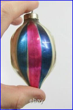 Lot VTG Mercury Glass Shiny Brite Indent Teardrops Patriotic Christmas Ornaments