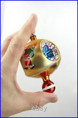 Lot VTG Mercury Glass Triple Indent Pictured Teardrop Christmas Ornaments Poland