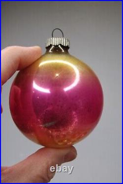 Lot Vintage Blown Glass Hot PINK Gradient Balls Christmas Ornaments Shiny Brite