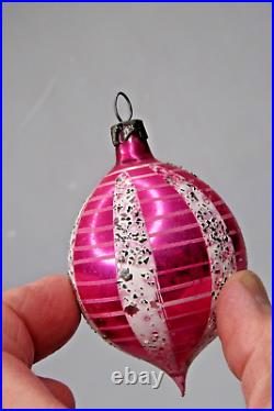 Lot Vintage Blown Glass Indent Pictured Teardrop Christmas Ornaments Poland
