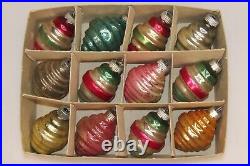 Lot Vintage Blown Glass SWIRL Lantern Small Christmas Ornaments Shiny Brite
