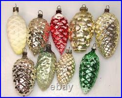Lot Vintage Blown Glass Snowy PINECONES Pine Cones Christmas Ornaments Germany