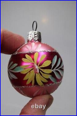 Lot Vintage Blown Glass Stencil MICA Ball Small Christmas Ornaments Poland