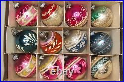 Lot Vintage Blown Glass Stencil Pictured BALL Christmas Ornaments Shiny Brite