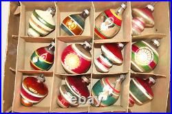 Lot Vintage Glass Indent BALLS TORNADO LANTERN Christmas Ornaments Shiny Brite