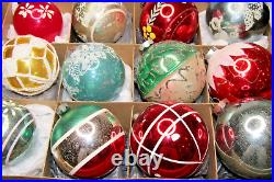 Lot Vintage Glass Large Pictured MERRY TOYS BALL Christmas Ornaments Shiny Brite