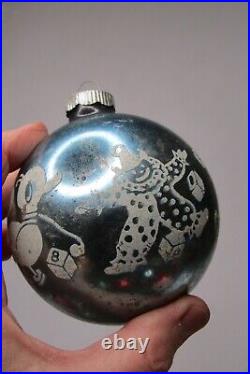 Lot Vintage Glass Large Pictured MERRY TOYS BALL Christmas Ornaments Shiny Brite