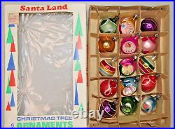 Lot Vintage Glass Pictured Indent BALL DROP Small Christmas Ornaments Poland