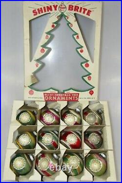 Lot Vintage Mercury Glass Double Indent BALLS Christmas Ornaments Shiny Brite