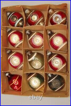 Lot Vintage Silver Glass Indent Balls Teardrops Christmas Ornaments Shiny Brite