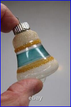 Lot Vintage Unsilvered Glass Mica BELL LANTERN Christmas Ornament Shiny Brite #3