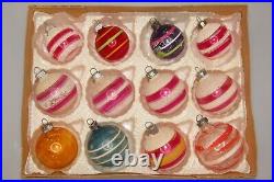 Lot Vintage Unsilvered Glass WWII Era Mica BALLS Christmas Ornaments Shiny Brite