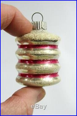 Lot Vtg Shiny Brite Mercury Glass Mica Lantern Barrel UFO Keg Christmas Ornament