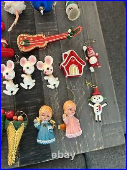 Lot of 100+Vintage Ornaments, Flocked, Wooden, Plastic Etc Read