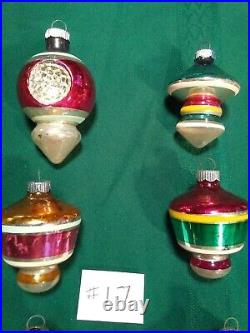 Lot of 12 VTG Glass Double Indent Lantern Atomic Christmas Ornaments Shiny Brite
