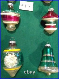 Lot of 12 VTG Glass Double Indent Lantern Atomic Christmas Ornaments Shiny Brite