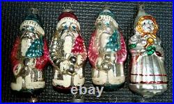 Lot of 12 Vintage Blown Glass Santa Claus Christmas Ornaments OLD! RARE