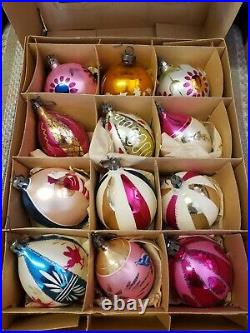 Lot of 12 Vintage Mercury Glass Ball Christmas Ornaments MANY MINT CONDITION