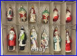 Lot of 12 Vintage Modern Santa Claus Glass Ornaments Old World Mixed Radko