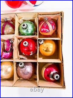 Lot of 18 Vintage Glass Shiny Brite Polish German Multicolor Christmas Ornaments