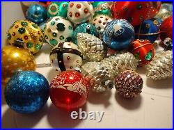 Lot of 236 Vintage Glass Christmas Ornaments satin. Pinecones. HUGE LOT SATIN. ETC